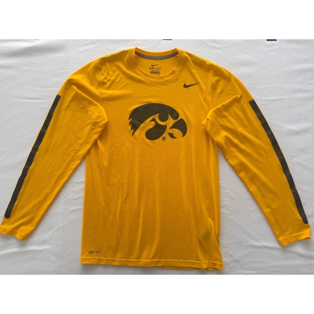 Nike Shirt Mens Small Dri-FIT Iowa Hawkeyes Yellow Long Sleeve Excellent